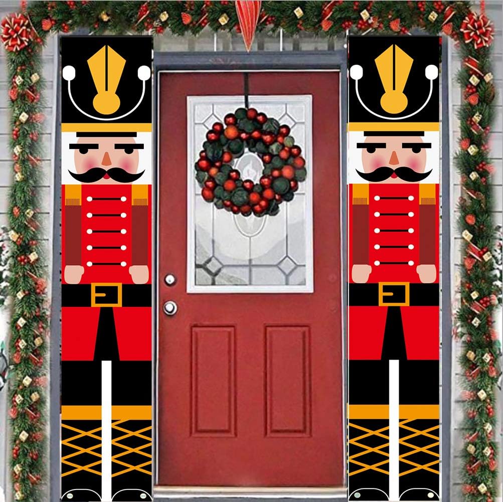 Nutcrackers - Nutcracker Banner Outdoor Festive Decoration, Life Size Nutcracker Soldier Porch Signs, Hanging Nutcracker Banners for Front Door Yard Home Garden Office Garage Apartment Holiday Party Supplies…