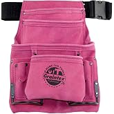 Graintex 10 Pocket Nail &amp; Tool Pouch W/Belt PVC Buckle, Suede Leather Tool Bag, Tool Belt for Constructors, Electricians, Handymen, HVAC Tools, Professional Organizer