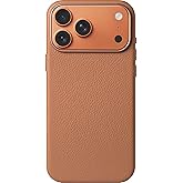 LONLI Urban | Pebbled Leather - European Genuine Pebbled Leather Case for iPhone 17 Pro Max - [Built-in Camera Control and Compatible with Magsafe] - Saddle