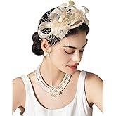 SWEETV Fascinators Headband with Feather, Women's Tea Party Hat for Kentucky Derby, Cocktail, Wedding, Fancy Dress Party
