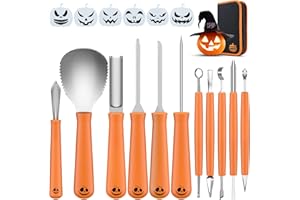 Ninonly 17Pcs Pumpkin Carving Kit, Professional Stainless Steel Pumpkin Knives Tools Pumpkin Knife Carver Pumpkin Sculpting S