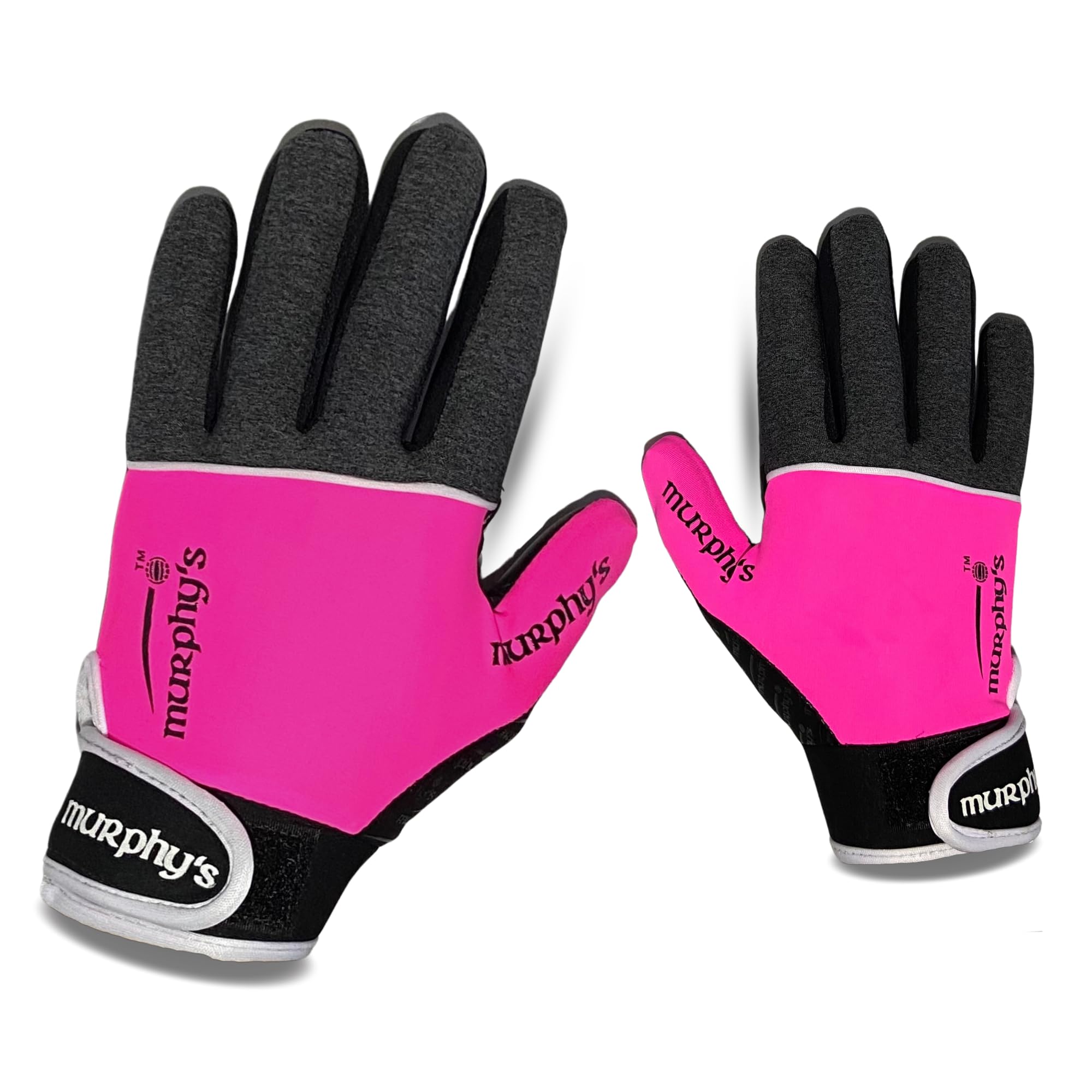 Murphys V2 Gaelic Football Gloves, Premium Latex Field Players Mittens, Durable Hook and Loop Closure, Grey and Red, 5 / Under 10Y