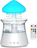 Diffuserlove Cloud Humidifier Rain Sounds Waterfall Lamp Mushroom Remote White view 1