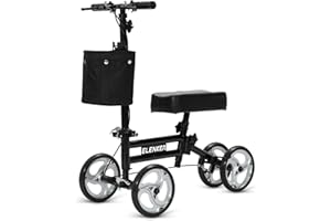 ELENKER Adjustable Steerable Knee Scooter for Foot Injuries Ankles Surgery Medical Knee Walker Crutches Alternative Black