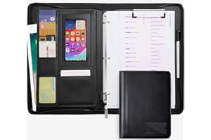YouLain Portfolio Organizer, A4 Padfolio Folder with with 3 Ring Binder, Leather Zipper Binder with Pockets for Tablets Notep
