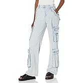 [BLANKNYC] Womens Luxury Clothing Oversized Cargo Pocket Rib Cage Tencel Denim Cargo Pant, Comfortable & Stylish