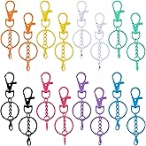 Alpinleux 16 Pcs Metal Keychain Clip, Colorful Swivel Snap Hook with Key Rings, Swivel Keychain Hook, Lobster Keychains Clasps for Keychains DIY Crafts (8 Styles)