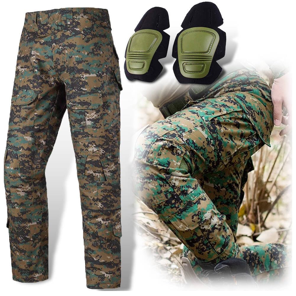 HANSTRONG GEAR Tactical Pants for Men with Knee Pads, Military Airsoft Paintball Combat Pants, Multi-Pocket Quick Dry Cargo Pants for Hunting Hiking Work (AOR2, 32W)
