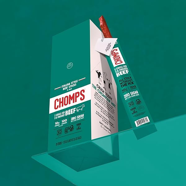 CHOMPS ITALIAN STYLE GRASS-FED BEEF STICK, 1.15 OZ, KETO, PALEO, WHOLE30, SUGAR FREE, LOW CARB SNACK