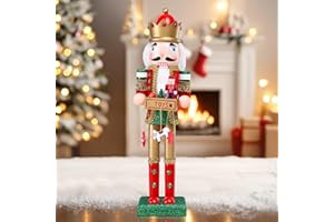 WONDER GARDEN Christmas nutcrackers, 15 Inch Nutcracker Christmas Decor, Wooden King Nutcracker Figures Ornaments with Toys Like Wooden Horse and Tree, Nutcrackers Christmas Decorations Decor