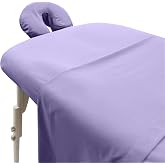 LONDON LINENS Soft Microfiber 3-Piece Massage Table Sheets - Super Lightweight, Stain and Wrinkle Resistant - Includes Table Cover, Fitted Sheet, and Face Rest Cover (Fresh Lilac)