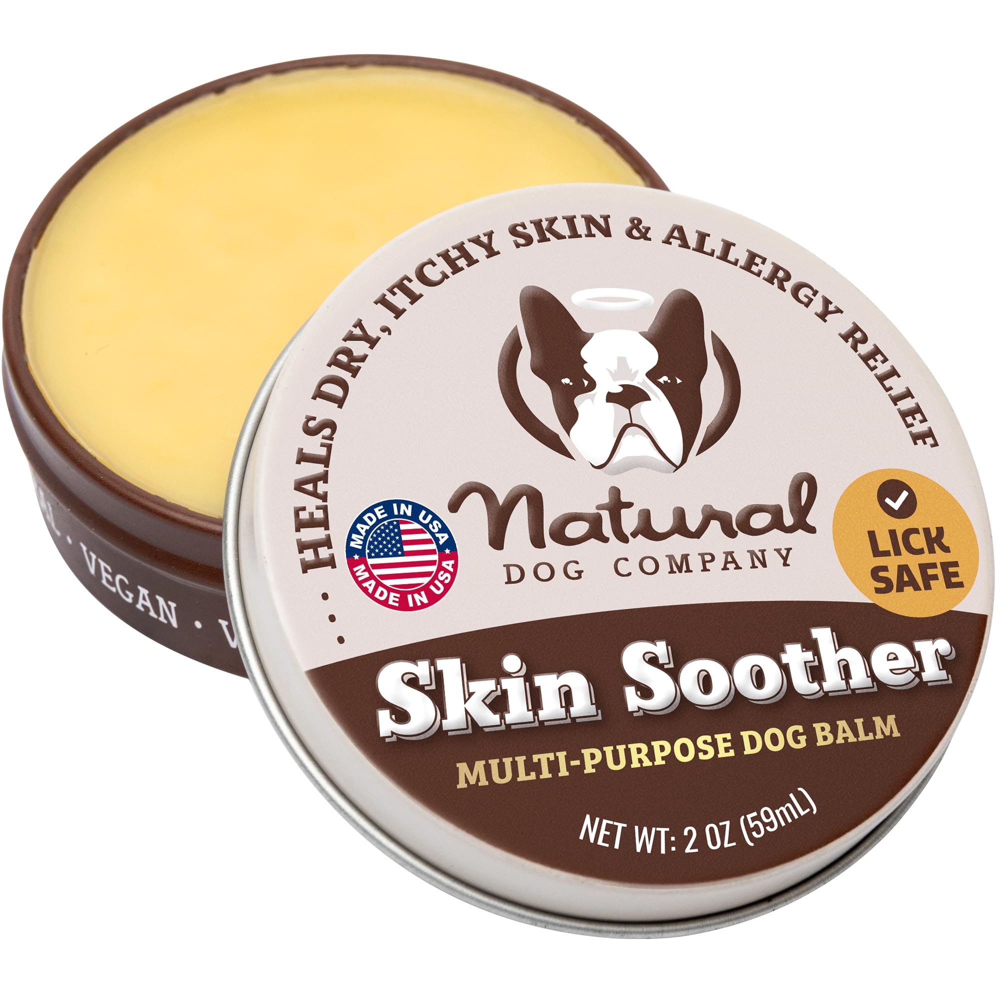 Natural Dog Company - SKIN SOOTHER | All-Natural, Organic, Vegan Balm for Dry, Itchy Skin, Skin Irritations, Minor Cuts, Scrapes, Bug Bites and more - 2oz Tin (2oz Tin)