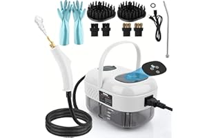 HOTOBY Steam Cleaner, 2500W High Pressure Handheld Steamer, 6-gears adjustable, Portable Steam Cleaning Machine with 6 Brushes, Cleaning for Home Use, Kitchen, Bathroom,Hard Surface,Car Detailing (White)