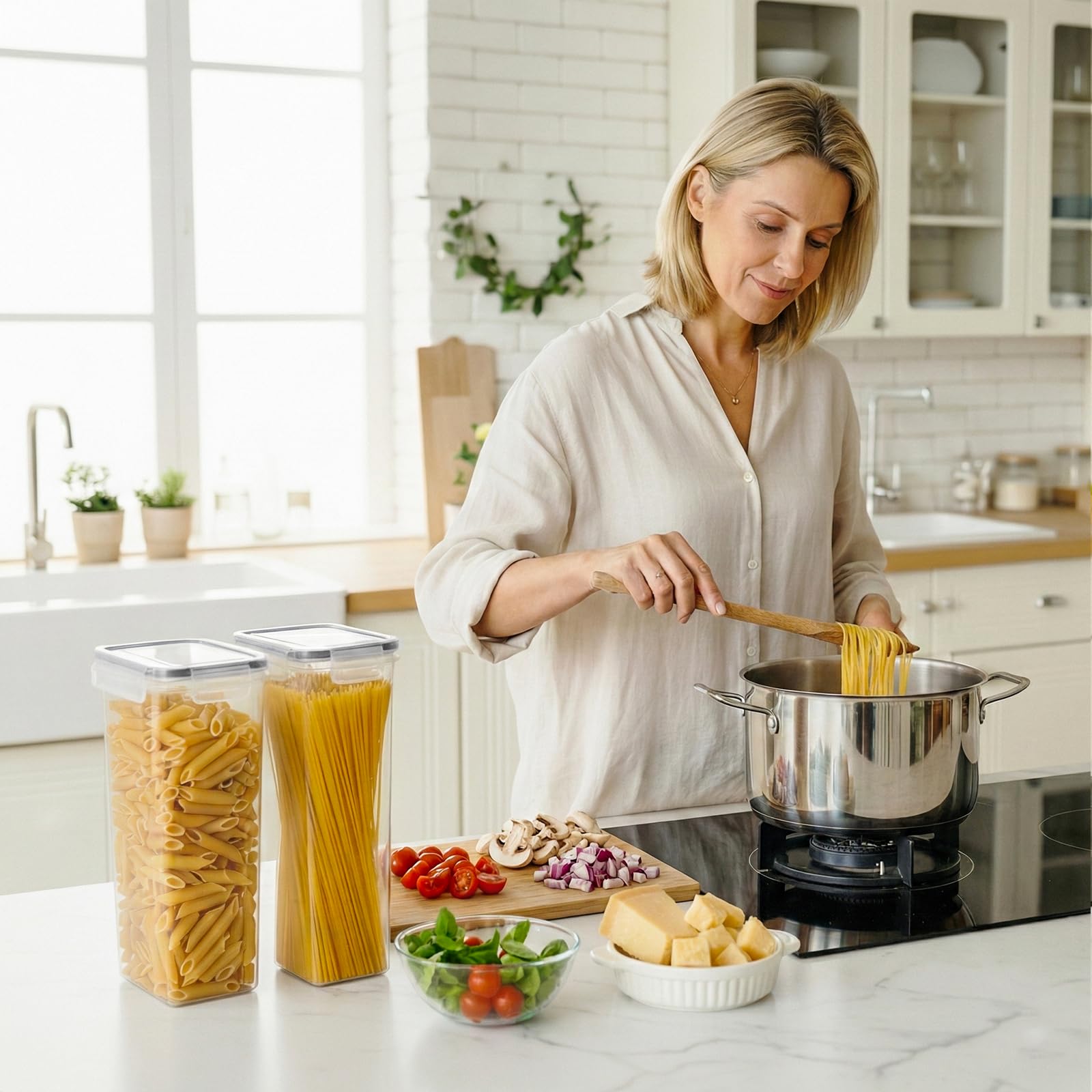 GoMaihe 6er Set Vorratsdosen mit Deckel Luftdichte: Vorratsbehälter mit Deckel 2800ml | Luftdichte Aufbewahrungbox Küche von Spaghetti, Nudeln, Mehl und Zucker | BPA-FREI | Spülmaschinenfest 7
