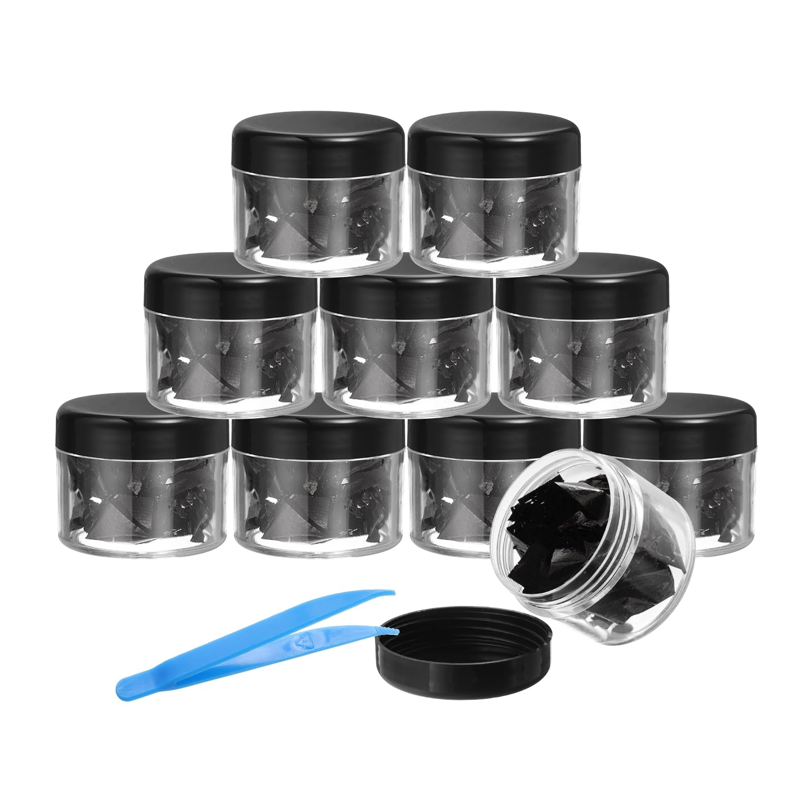 PATIKIL Gold Foil Flakes for Resin, 10Bottles/10Gram Gold Leaf Flakes Metallic Gold Foil Flakes with Tweezers for Nail Design Craft Painting Jewelry Making, Black