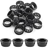 Bonsicoky Black Snap Bushing, 3/4" Mounting Diameter, 50 Pcs | For 5/8" and Below Cables, Plastic, For Cable Hose Wire