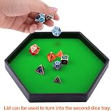 SIQUK Dice Tray with Lid Hexagon Green Dice Rolling Tray for DND RPG Games view 4