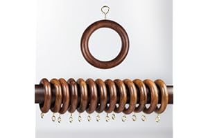MARS EXPORTS 24 Pieces Natural Rosewood Wooden Curtain Rod Rings | 2 Inch Outer Diameter, 1.25 Inch Inner Dia | Fits 1 Inch Rod | Drapery Rings for Curtains