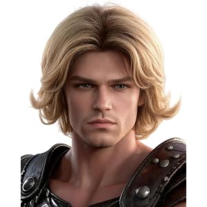 LeMarnia Men's Short Blonde Synthetic Wig Natural Layered Wavy Synthetic Wig with Dark Roots for Halloween Cosplay Costume