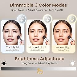 Travel Makeup Mirror with Lights, Lightened 10X/1X