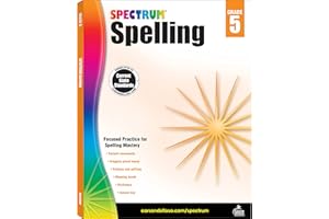 Spectrum Grade 5 Spelling Workbook, Rhyming Words, Dictionary Skills, Prefixes, Suffixes, Vocabulary, Grammar, and More, Language Arts Classroom or Homeschool Curriculum