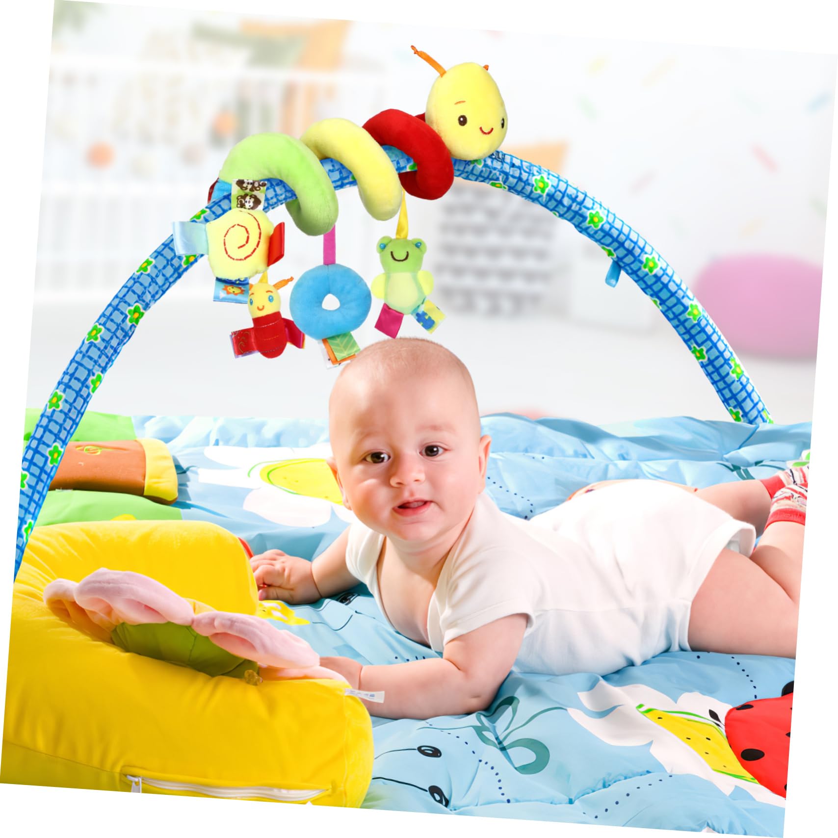 ifundom Car Seat Toys, Toys for Car Seat Crib Mobile Bed Around Rattle Bell Cartoon Insect Stroller Hanging Stuffed Wrap Spiral Safety Plush Toys for Crib Bed Stroller Car Seat Bar