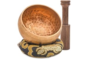 KARMA CRAFTER Authentic Tibetan Singing Bowl From 7 Planets, Meditation Sound Bowl Sets, Mallet & Cushion for Yoga Deep Relaxation & Holistic Healing
