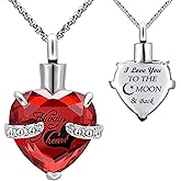 YOUFENG Urn Necklaces for Ashes Always in My Heart Heart Cremation Jewelry Memorial Pendant Birthstone Necklace