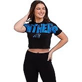 FOCO NFL Womens NFL Team Logo Ladies Fashion Distressed Wordmark Petite Size Crop Top Shirt