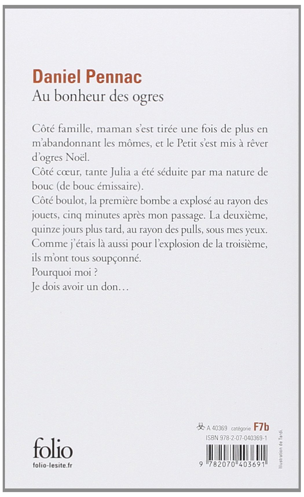 Au Bonheur Des Ogres Pennac Daniel 9782070403691 Books Amazon Ca