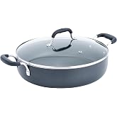 T-fal Specialty Nonstick 5 Qt Stock Pot with Lid Soup Pot, 5 Quart Casserole with Lid, Easy to Clean Non Stick Cooking Pot Cookware, Dark Blue