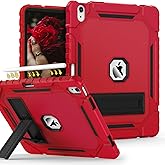 Grifobes Case for iPad Air 13-inch (M3/M2) 2025/2024, Heavy Duty Shockproof Rugged Protective Cover with Pencil Holder/Built-in Stand for i Pad Air 13" (Red+Black)