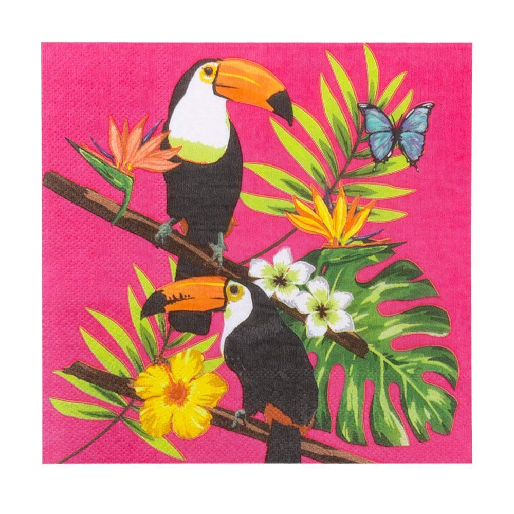 Boland 52579 - Toucan Napkins, Pack of 12, Size 33 x 33 cm, Paper Napkins, Disposable Tableware, Mouth Cloth, Party, Summer, Birthday
