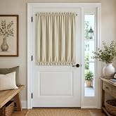 Aquazolax Front Door Window Curtains Blackout French Door Curtain Side Panels for Privacy - 54 by 40 Inch Window Drapes with a Velcro Tieback, 1 Panel in Light Saga Beige