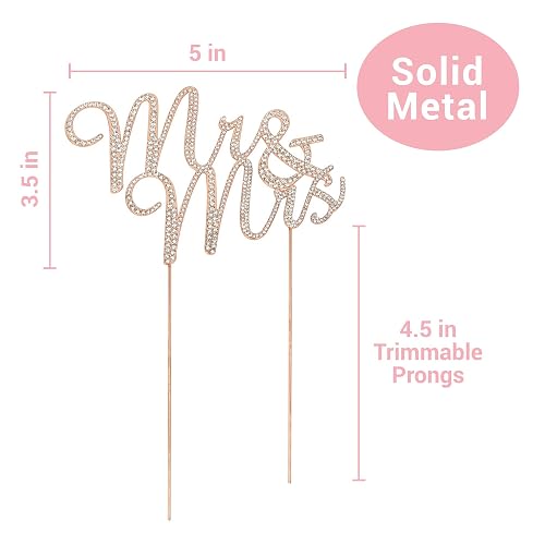 Mr & Mrs Gold Metal Cake Topper With Rhinestones – Wedding Or Anniversary Cake Decor In Protective Box - View #8