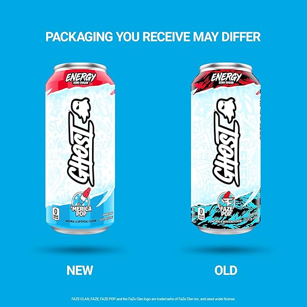 GHOST ENERGY DRINK – 12-PACK, ‘MERICA POP, 16OZ CANS – ENERGY & FOCUS & NO ARTIFICIAL COLORS – 200MG OF NATURAL CAFFEINE, L-CARNITINE & TAURINE – GLUTEN-FREE & VEGAN