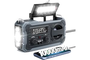 PRISTAR Hand Crank Emergency Radio, 10000mAh Weather Radio with AM/FM/NOAA, Solar Prower, SOS Alarm, Phone Charging, LED Flashlight, Portable Survival Gear for Outdoor & Home Emergencies Kits, Grey