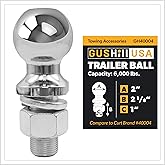 GusHill USA GH40004 Chrome Trailer Hitch Ball, 6,000 lbs, 2-Inch Diameter, 1 x 2 -Inch Shank