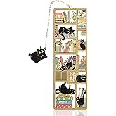 Metal Black Cat Bookmark Gifts - Enamel Cute Animal Book Marks with Cat Charm, Funny Book Lover Present for Men Women Friend Teacher Birthday Christmas Graduation