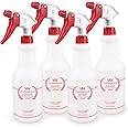 Uineko Plastic Spray Bottle (4 Pack, 24 Oz, All-Purpose) Heavy Duty Spraying Bottles Leak Proof Mist Empty Water Bottle for C