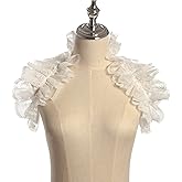 CUNLLY Renaissance Collar Costume Long Collar Lace Ruffled Detachable Collar White