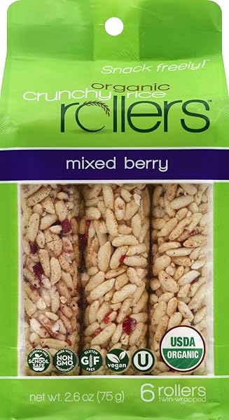 CRUNCHY ROLLERS ORGANIC MIXED BERRY RICE ROLLERS 6...