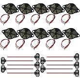 DiGiYes 10Pcs Active Piezo Buzzer SFM-27 DC 3-24V 95DB High Decibel Alarm Siren with 10pcs 9V Battery Connector for Motorcycle Car Scooter (Black)