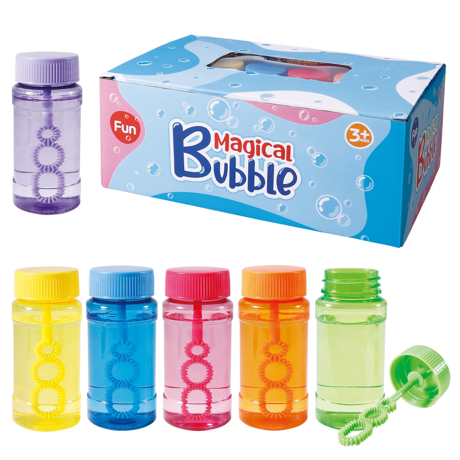 Bubbles With Bubble Wand Bottles Birthday Bubble Solution Blowers For Children Party Supply Summer Outdoor Toys (24 Bubbles)