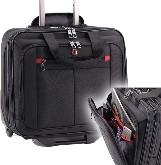 Business Trolley Laptoptasche - 17,3 Zoll, 4 Rollen, Handgepäck