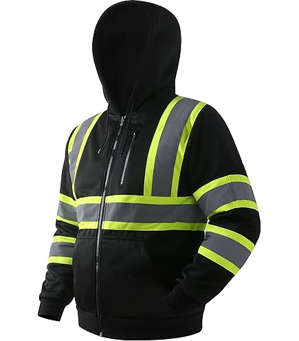 Pyramex Safety RSZH34 Series Sudadera Negra De Visibilidad Mejorada ANSI Tipo 0 Clase 1 Con Cinta Reflectante De Contraste, Grande