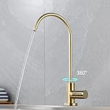 XDSMB Brushed Gold Gooseneck Water Filter Tap Single Cold Kitchen Sink Faucet RO view 3
