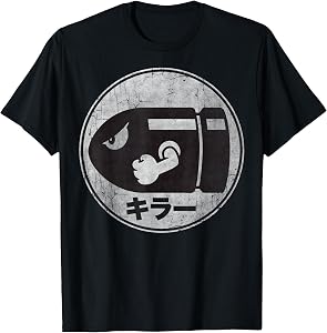 Super Mario Bullet Bill Distressed Kanji Logo T-Shirt