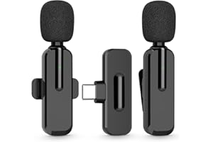 MAYBESTA Wireless Mini Microphone for iPhone 15 - Bluetooth Lavalier Android Mic for YouTube Video Recording, Clip-on USB C Phone Microphones for Tiktok Vlog Livestream Podcast