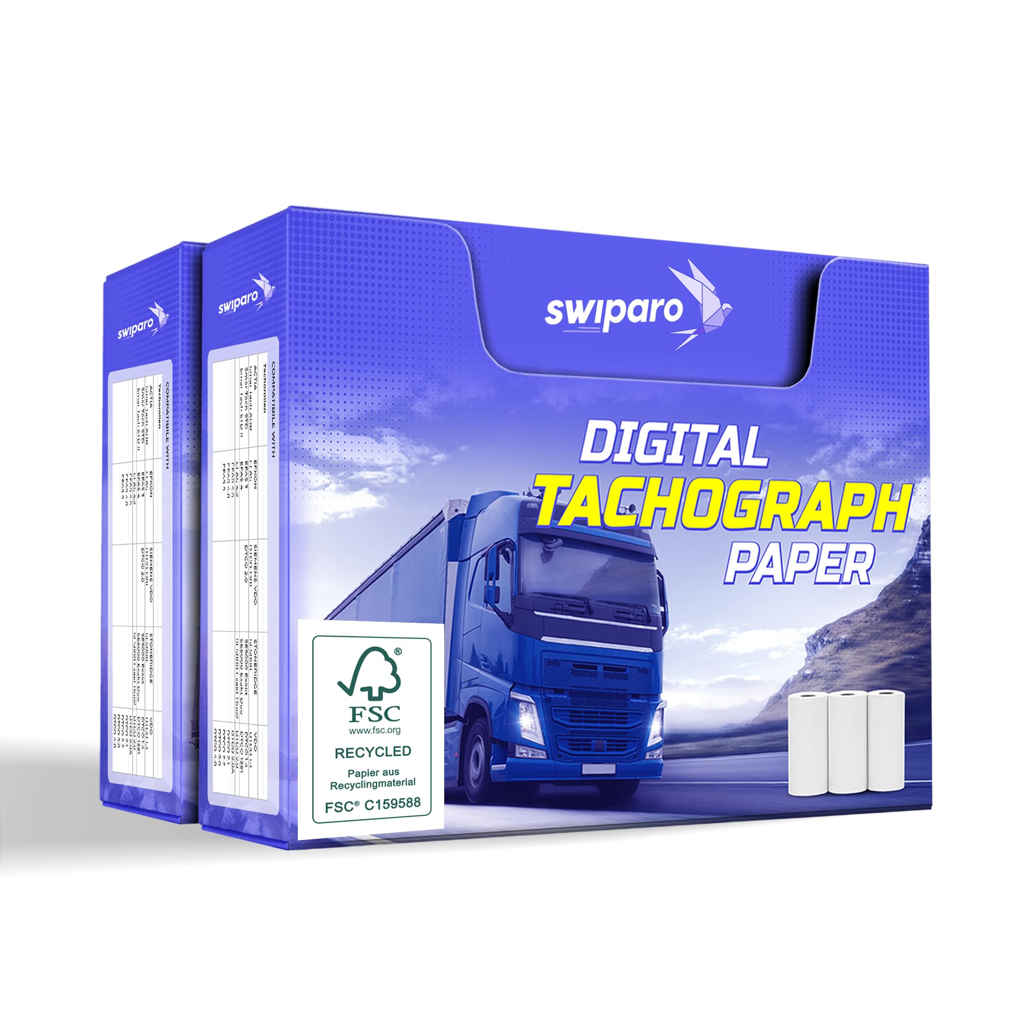 SWIPARO - Certified Tachograph Paper Rolls - Thermal Paper for All Truck Digital Tachographs - 57/8mm (Pack of 6)
